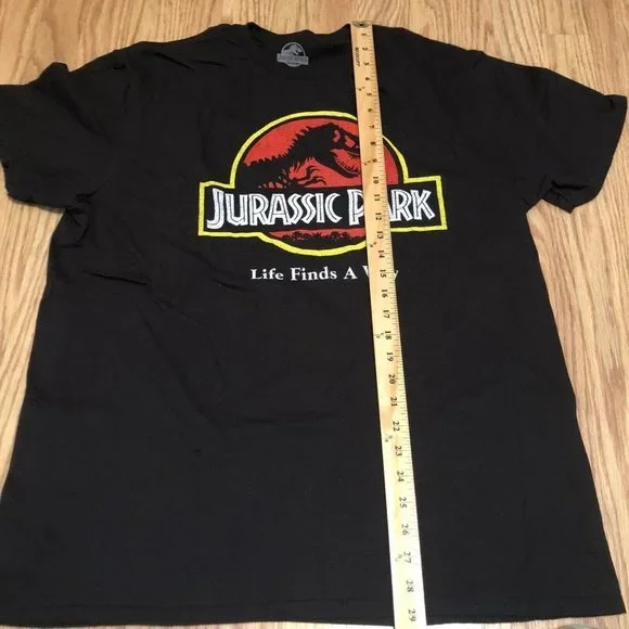 Jurassic Park Men's Classic Logo Graphic T-Shirt Black Crew Neck Size XL - Picture 6 of 8